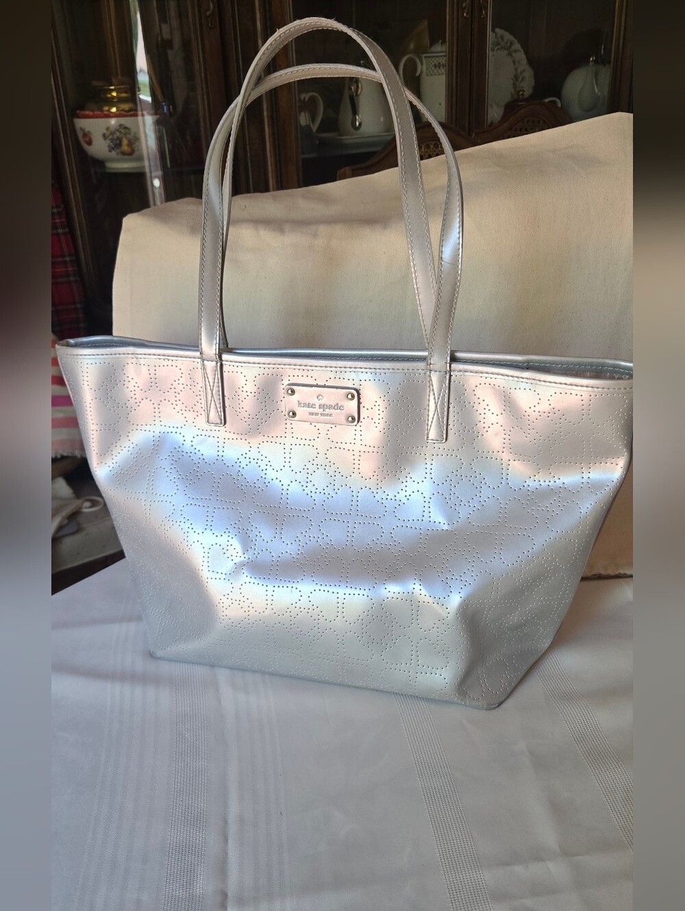 kate spade Metallic Silver Tote Bag